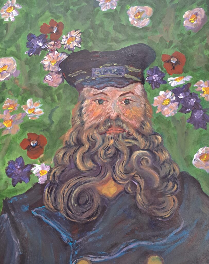 schilderij n. Joseph Roulin - Vincent van Gogh cadeau voor mijn jongste zoon naar aanleiding van een bezoek aan het Kroller Muller museum geschilderd door Marjolein Wessels