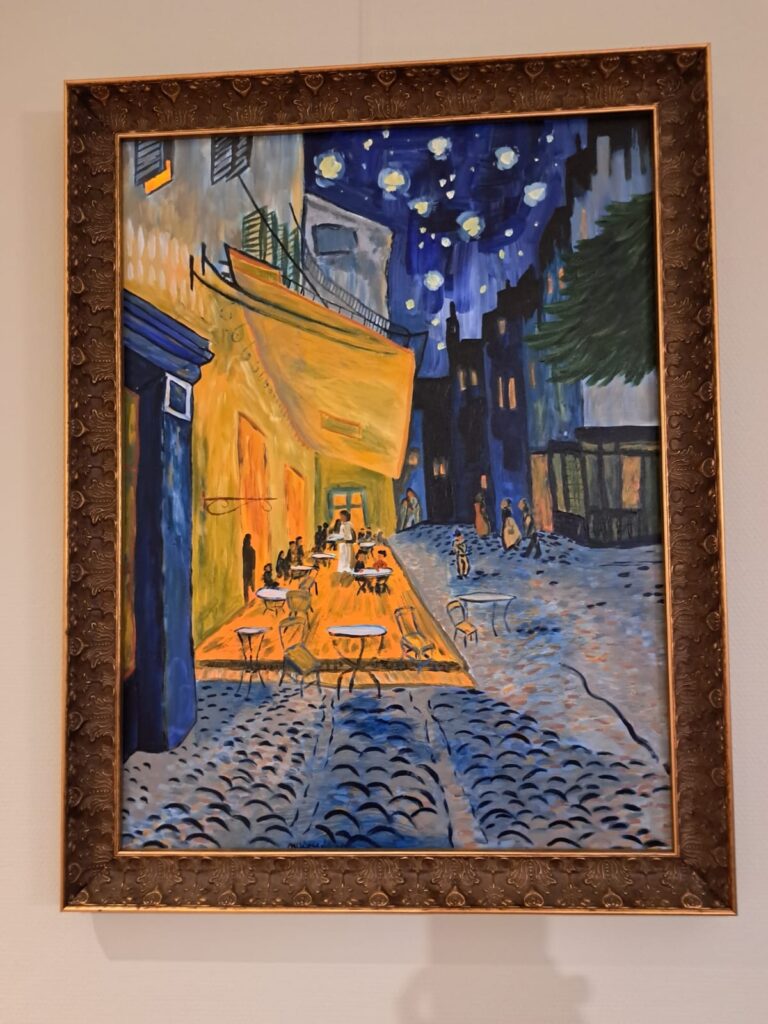 Als cadeau voor mijn oudste zoon naar Café-terrasse na een bezoek aan het Kroller Muller museum geschilderd door Marjolein Wessels